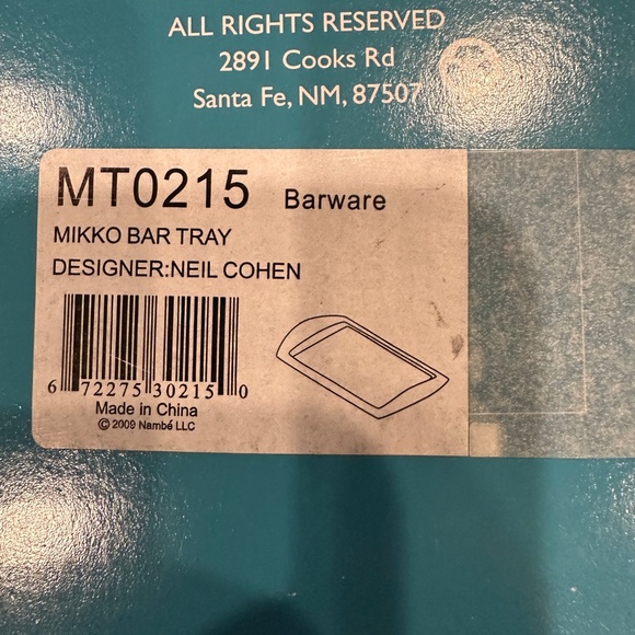 Nambe Mikko Bar Tray 19” – Stainless Steel & Acacia Wood – New Open Box - Picture 5 of 5